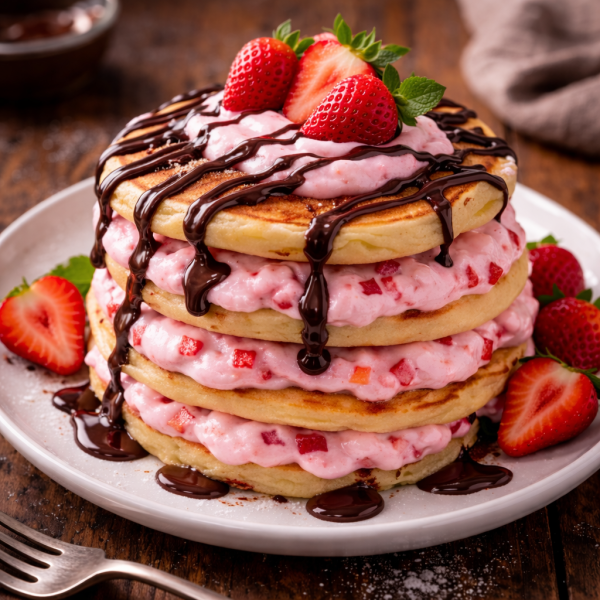 Obrázok jedla Lievance s jahodovým krémom a čokoládou