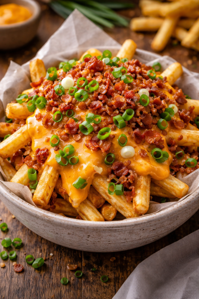 Obrázok jedla Hranolky so slaninou a chedarom